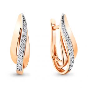 Золотые серьги AQUAMARINE 48188А с фианитом 48188А фото