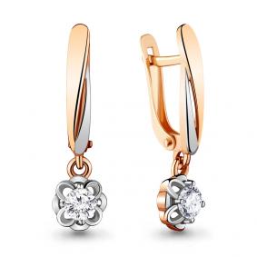 Золотые серьги AQUAMARINE 48197 с фианитом 48197 фото