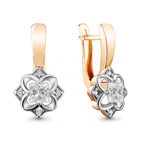 Золотые серьги AQUAMARINE 48199 с фианитом 48199 фото