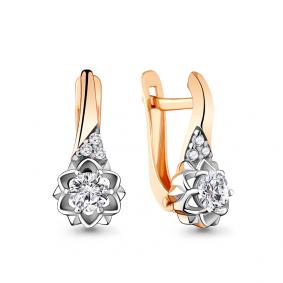 Золотые серьги AQUAMARINE 48202 с фианитом 48202 фото