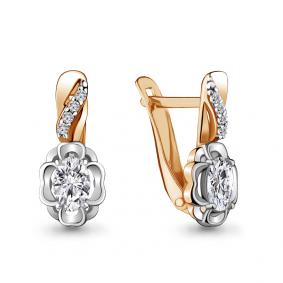 Золотые серьги AQUAMARINE 48203А с фианитом 48203А фото