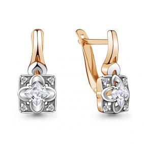 Золотые серьги AQUAMARINE 48207 с фианитом 48207 фото