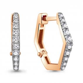 Золотые серьги AQUAMARINE 48220А с фианитом 48220А фото