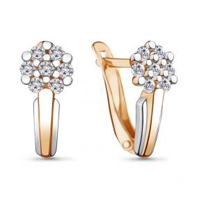 Золотые серьги AQUAMARINE 48239А с фианитом 48239А фото