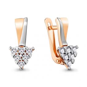 Золотые серьги AQUAMARINE 48242А с фианитом 48242А фото