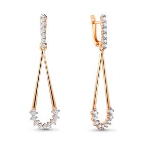 Золотые серьги AQUAMARINE 48245А с фианитом 48245А фото