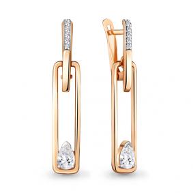 Золотые серьги AQUAMARINE 48262 с фианитом 48262 фото