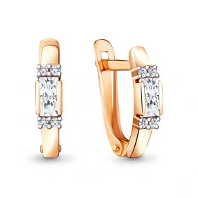 Золотые серьги AQUAMARINE 48269 с фианитом 48269 фото