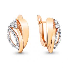 Золотые серьги AQUAMARINE 48304А с фианитом 48304А фото