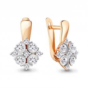 Золотые серьги AQUAMARINE 48305А с фианитом 48305А фото