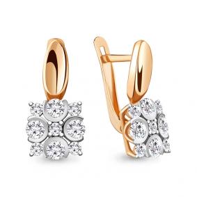 Золотые серьги AQUAMARINE 48309А с фианитом 48309А фото