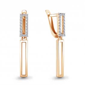 Золотые серьги AQUAMARINE 48329А с фианитом 48329А фото