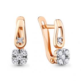 Золотые серьги AQUAMARINE 48333А с фианитом 48333А фото