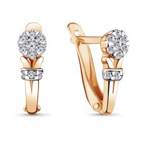 Золотые серьги AQUAMARINE 48334А с фианитом 48334А фото