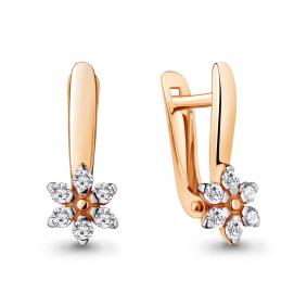 Золотые серьги AQUAMARINE 48337А с фианитом 48337А фото