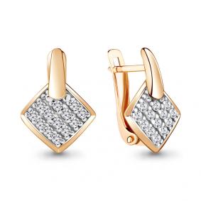 Золотые серьги AQUAMARINE 48363А с фианитом 48363А фото