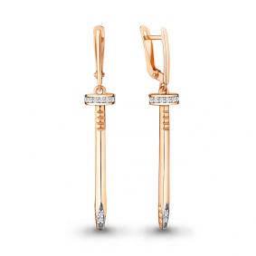 Золотые серьги Гвозди AQUAMARINE с фианитом 48381А 48381А фото