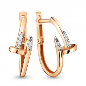 Золотые серьги AQUAMARINE 48382А с фианитом 48382А фото