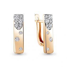 Золотые серьги AQUAMARINE 48406А с фианитом 48406А фото