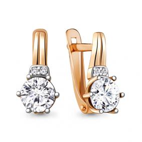 Золотые серьги AQUAMARINE 48447 с фианитом 48447 фото