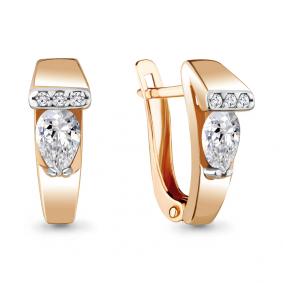 Золотые серьги AQUAMARINE 48448 с фианитом 48448 фото