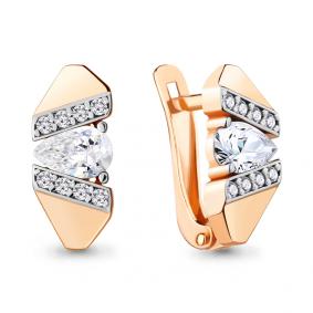 Золотые серьги AQUAMARINE 48449А с фианитом 48449А фото