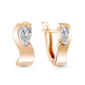 Золотые серьги AQUAMARINE 48457 с фианитом 48457 фото