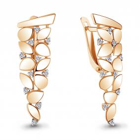 Золотые серьги AQUAMARINE 48472А с фианитом 48472А фото