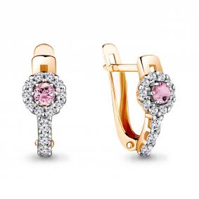 Золотые серьги AQUAMARINE 48480АВ с фианитом 48480АВ фото