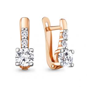 Золотые серьги AQUAMARINE 48485 с Swarovski 48485 фото