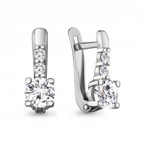 Серьги из белого золота AQUAMARINE 484851б с фианитом 484851б фото