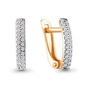 Золотые серьги AQUAMARINE 48495А с фианитом 48495А фото