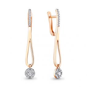 Золотые серьги AQUAMARINE 48501А с фианитом 48501А фото