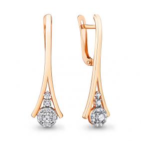 Золотые серьги AQUAMARINE 48502А с фианитом 48502А фото