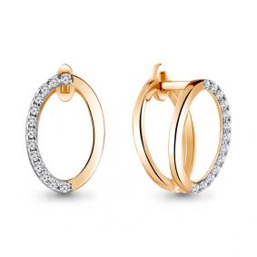 Золотые серьги AQUAMARINE 48536А с фианитом 48536А фото