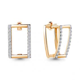 Золотые серьги AQUAMARINE 48537А с фианитом 48537А фото