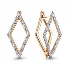 Золотые серьги AQUAMARINE 48548А с фианитом 48548А фото