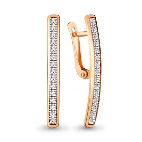 Золотые серьги AQUAMARINE 48549А с фианитом 48549А фото