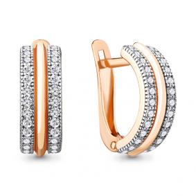 Золотые серьги AQUAMARINE 48579А с фианитом 48579А фото