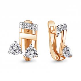 Золотые серьги AQUAMARINE 48582 с фианитом 48582 фото
