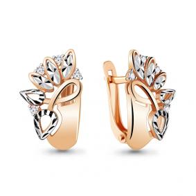 Золотые серьги AQUAMARINE 48594А с фианитом 48594А фото