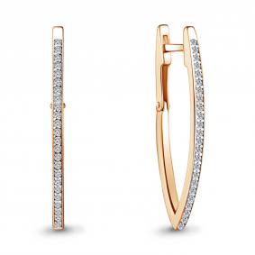 Золотые серьги AQUAMARINE 48605А с фианитом 48605А фото