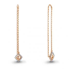 Золотые серьги AQUAMARINE 48626А с фианитом 48626А фото