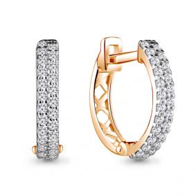 Золотые серьги AQUAMARINE 48637А с фианитом 48637А фото