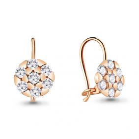 Золотые серьги AQUAMARINE 48646А с фианитом 48646А фото