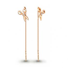 Золотые серьги AQUAMARINE 48652А с фианитом 48652А фото