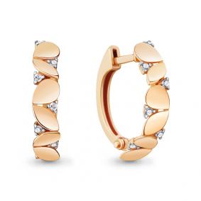 Золотые серьги AQUAMARINE 48661А с фианитом 48661А фото