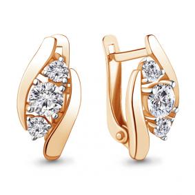 Золотые серьги AQUAMARINE 48674 с фианитом 48674 фото