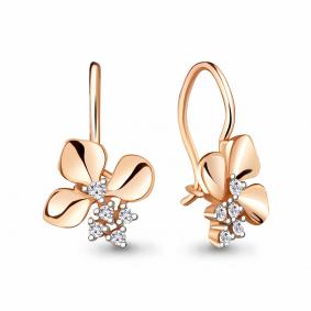 Золотые серьги AQUAMARINE 48734 с фианитом 48734 фото