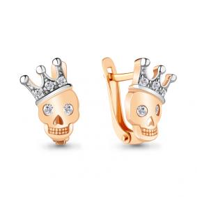 Золотые серьги AQUAMARINE 48743А с фианитом 48743А фото